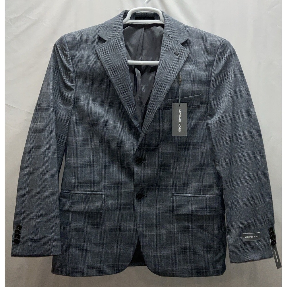 NWT Men's Michael Kors Kelson Modern Fit Suit Jacket Grey Plaid‎ Size 36 Short